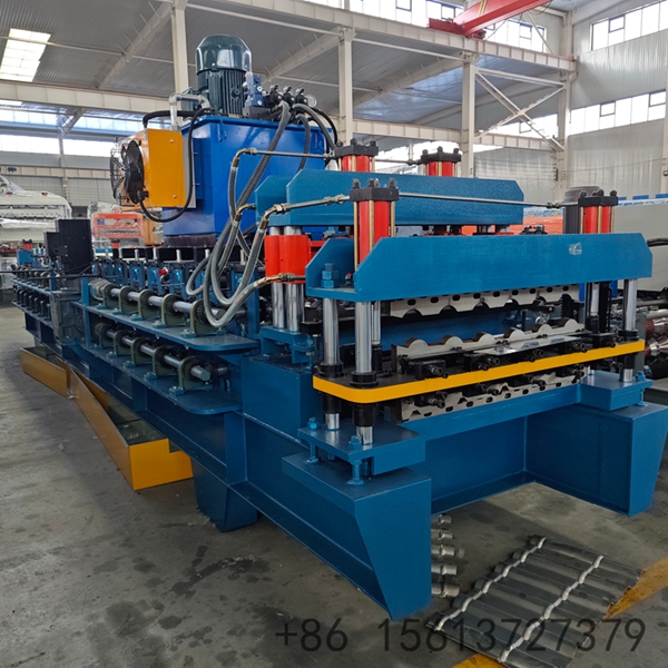 Linha de produ&ccedil;&atilde;o de telhas de a&ccedil;o galvanizado com painel de controle PLC e motor Siemens