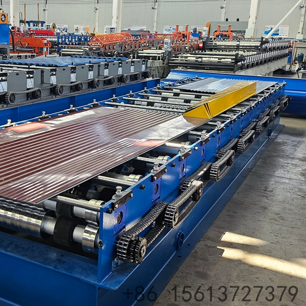 Precision engineering machinery displaying the corrugated roller sets and drive system.