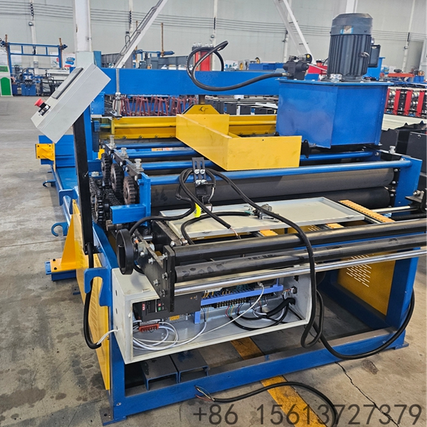 Modern metalworking station equipped with PLC touch screen and electrical control cabinets.