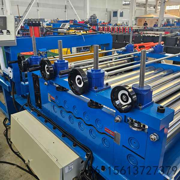 Wide-angle view of a large-scale coil leveling and shearing production line in operation.