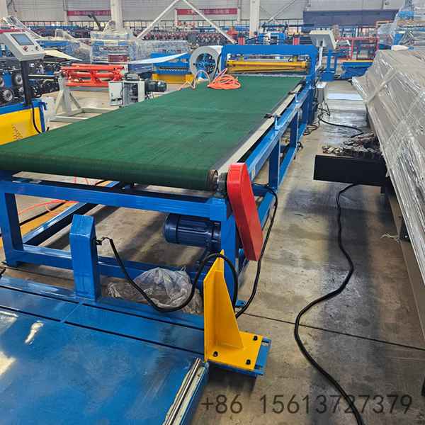 Industrial coil cut to length line with leveling function processing steel coils in a factory.