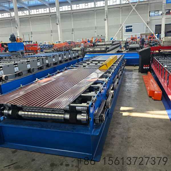 Precision engineering machinery displaying the corrugated roller sets and drive system.