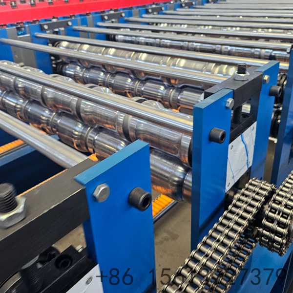 Automated glazed tile production line showing the decoiler and PLC control panel.