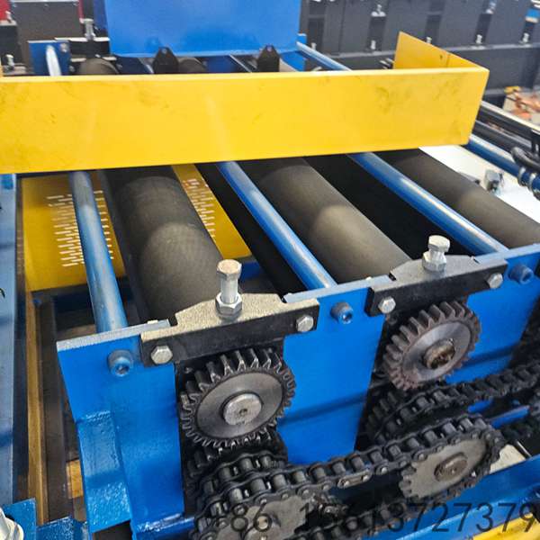 Heavy-duty metal sheet processing equipment featuring hydraulic shearing and leveling rollers.