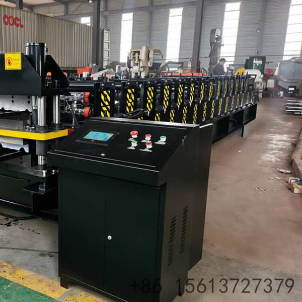 Modern double layer roll former with digital PLC control panel ensuring accurate dimensions for multi-peak steel tiles.