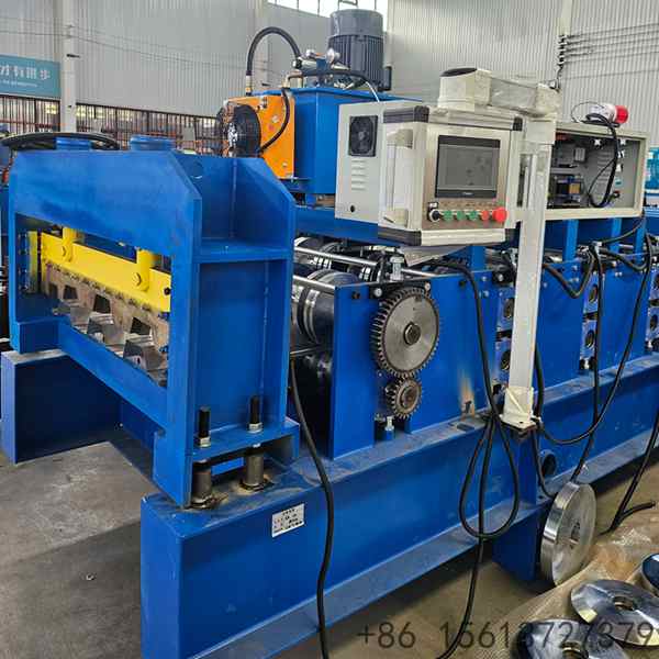 Heavy-duty floor deck production line with PLC control system and touch screen interface for precise operation