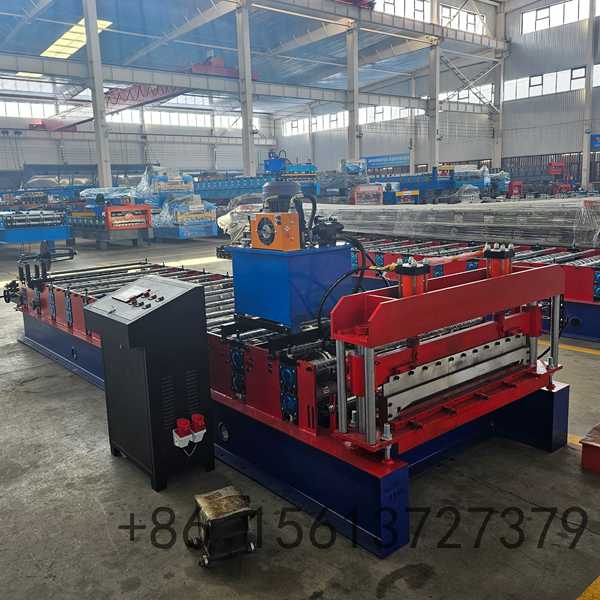 Industrial standing seam snap lock panel roll forming machine processing galvanized steel coils into concealed fastener roofing panels for commercial construction.