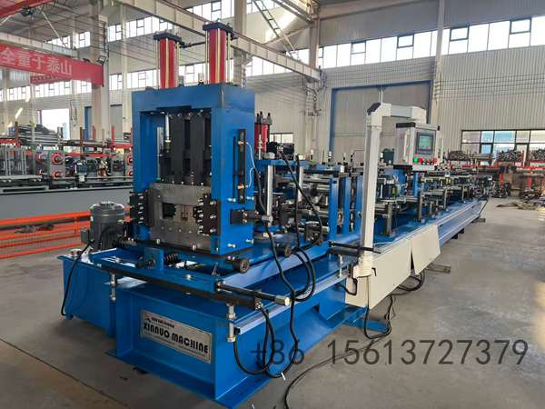 Modern C purlin roll former with digital PLC control panel ensuring accurate dimensions and automatic size-changing capabilities.