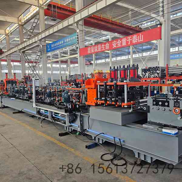 Heavy-duty welded steel frame structure of the CZ purlin machine ensuring maximum stability during continuous operation