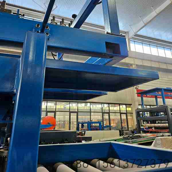 Precision roll forming station with multiple roller stations ensuring accurate steel sheet profile shaping for both EPS and rock wool panels