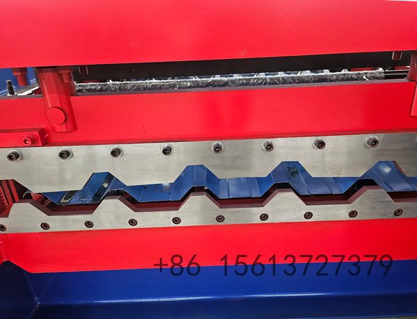 Precision roll forming station shaping the IBR trapezoidal profile with multiple high-grade forged rollers