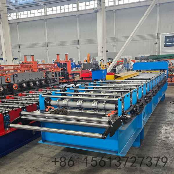 Precision roll forming station shaping the IBR profile with multiple high-grade forged rollers