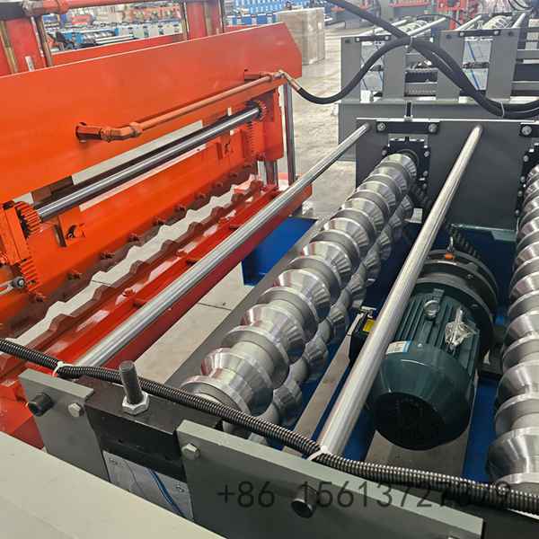 Precision roll forming station shaping the IBR profile with multiple high-grade forged rollers