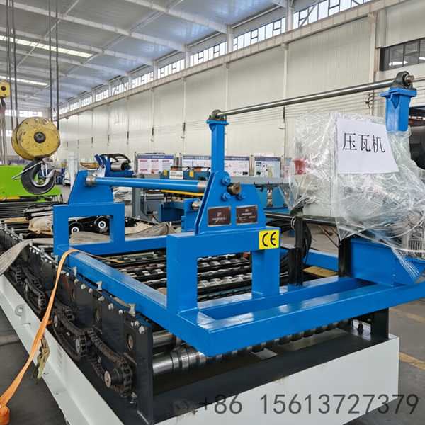Precision roll forming station shaping the trapezoid profile with high-grade forged rollers