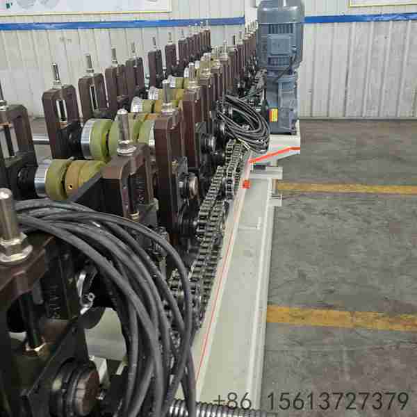 Industrial-shutter-box-profile-making-machine-showing-hard-chrome-plated-rollers-and-stable-base