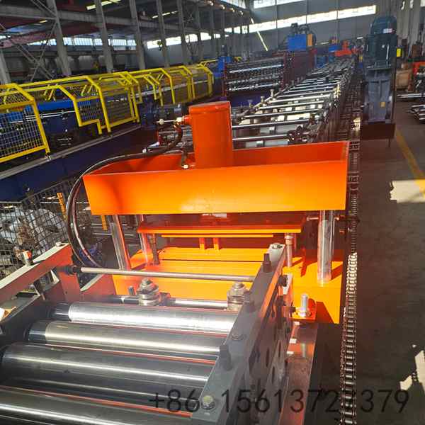 24 forming stations of the water trough roll forming machine folding the sides and base of a steel water channel